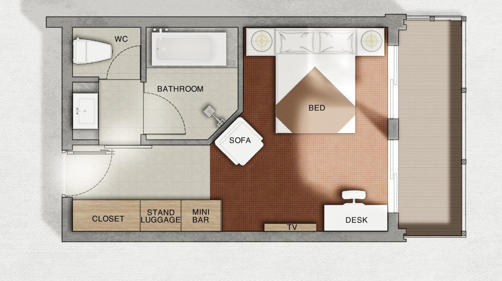 Higher Floor River View Superior King Room - Onsen Access Included  - Room plan