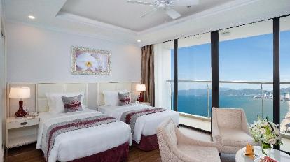 Ocean View Studio with 2 Single Beds - Bed